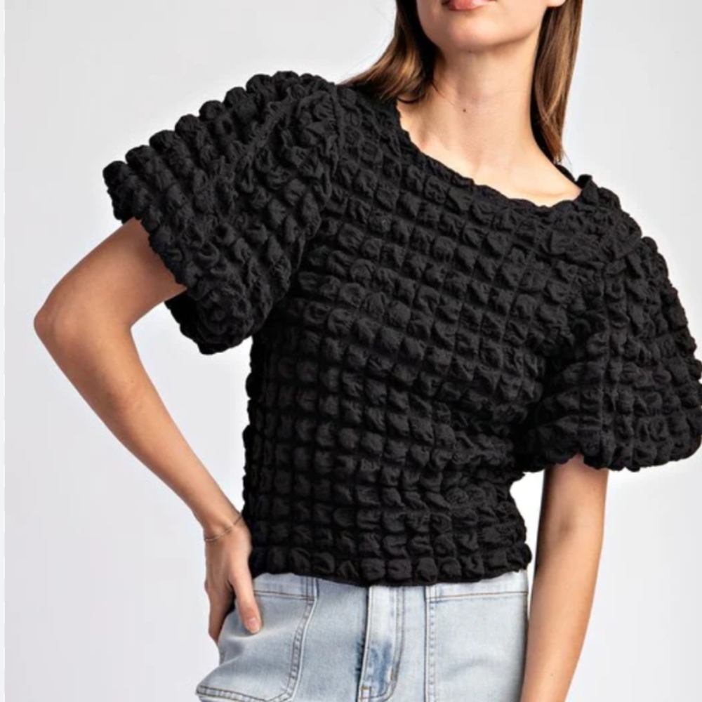 NWT Antheopologie Eri + Ali Women's Black Textured Topin 2x